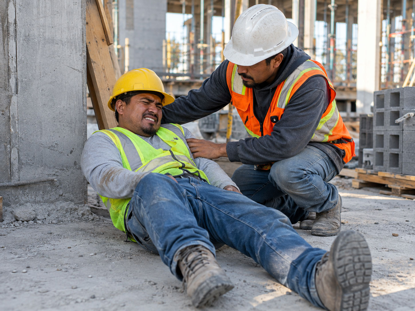 Trabajadores de la construcción colaborando en la obra