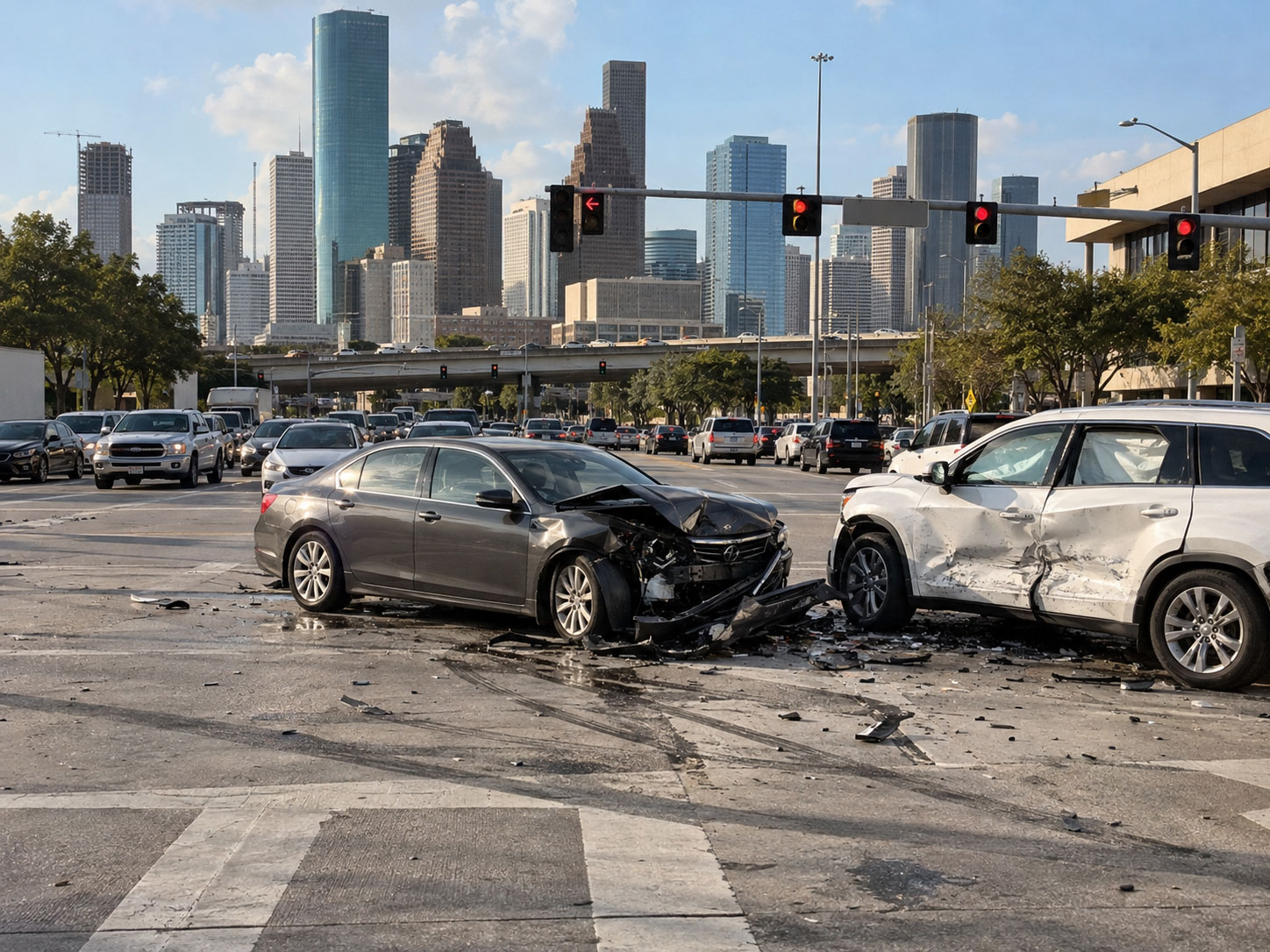 Colisión en una intersección del centro