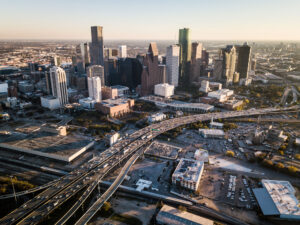 vista aérea de las carreteras de Houston